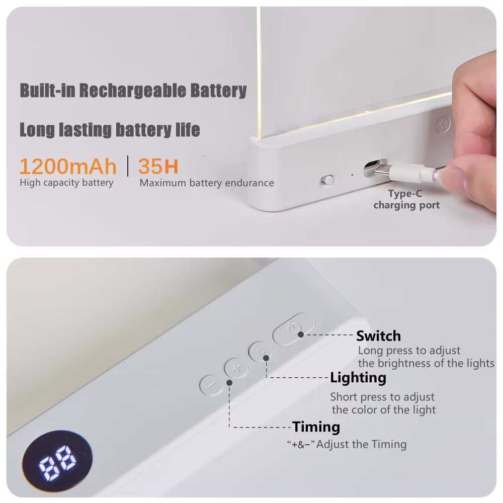 LED Flat Panel Night Vision Reading Light Eye Protection Reading Light Usb Charging Student Night Reading Lamp Book Lamp Indoor